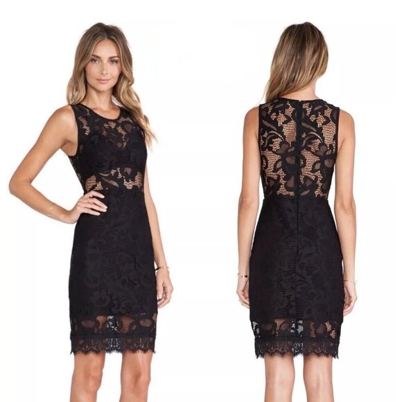 NEW! NBD REVOLVE Floral Lace Mini Sheath Dress Sleeveless Black SZ S - Picture 1 of 10